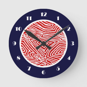 Scribbleprint Rot Runde Wanduhr