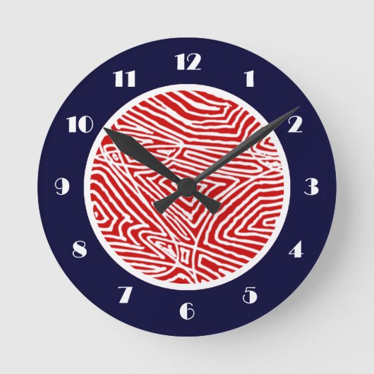 Scribbleprint Rot Runde Wanduhr (Vorderseite)