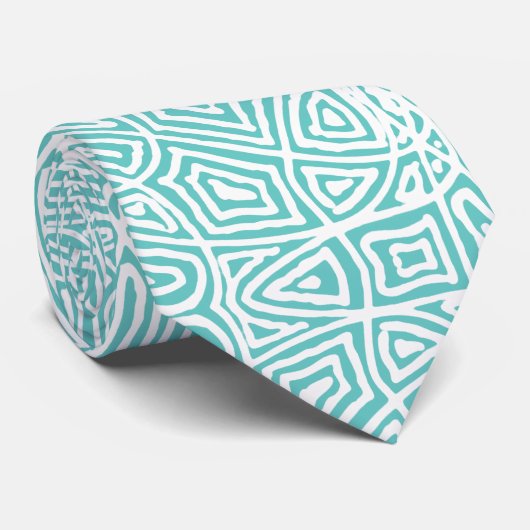 Scribbleprints Aquamarin Neck Tie Krawatte (Gerollt)
