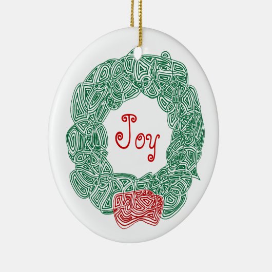 Scribbleprints Kranz - Weiß, auf Rot Keramikornament (Rechts)