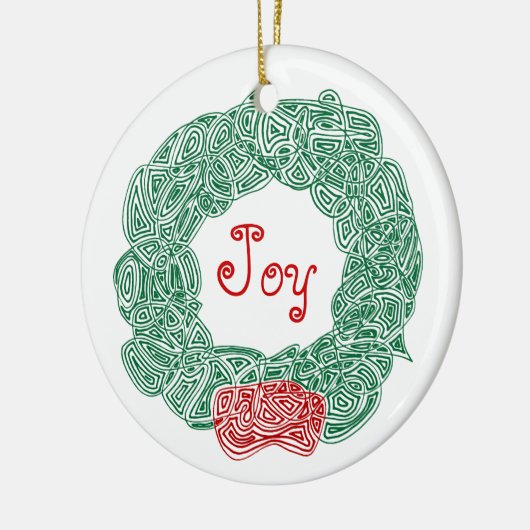 Scribbleprints Kranz - Weiß, auf Rot Keramikornament (Links)