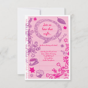 SCRIBBLES AUF NOTEPAPER BAT Mitzvah Party Card Einladung
