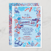 SCRIBBLES auf NOTEPAPIERE Sweet 16 Einladung (Vorne/Hinten)