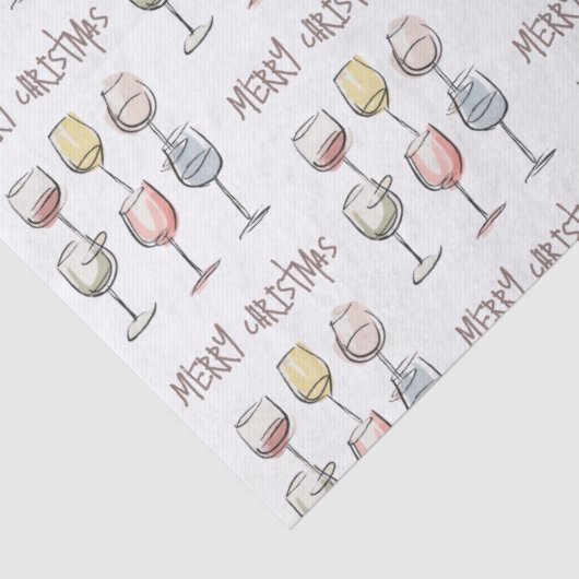 Scribbly doodle wine glass pattern Merry Christmas Seidenpapier (Detail)