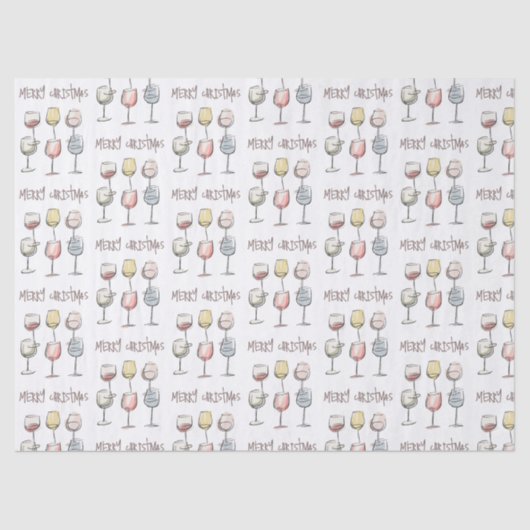Scribbly doodle wine glass pattern Merry Christmas Seidenpapier (Vorderseite)