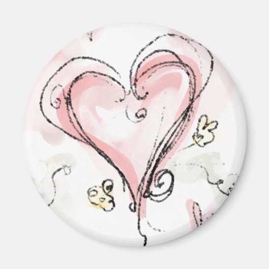 Scribbly Pink Heart Magnet (Vorne)