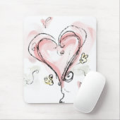 Scribbly Pink Heart Mousepad (Mit Mouse)