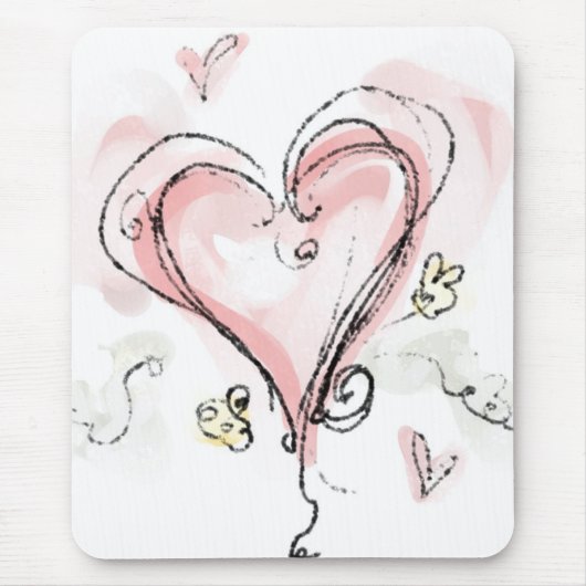 Scribbly Pink Heart Mousepad (Vorne)