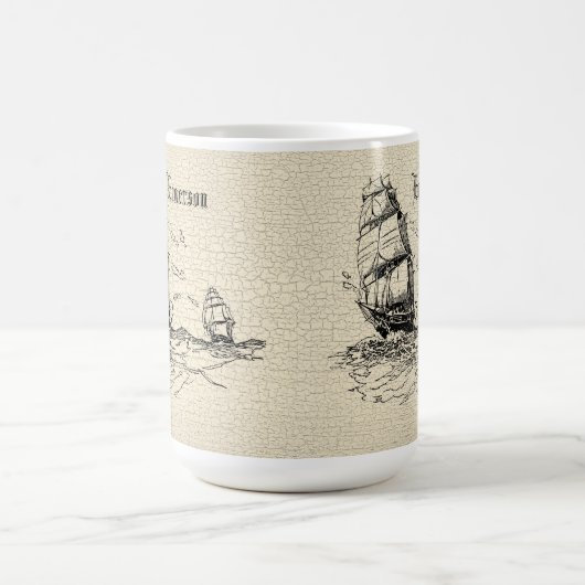 Scrimshaw Design Segelschiff Kaffeetasse (Mittel)