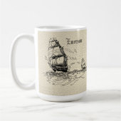Scrimshaw Design Segelschiff Kaffeetasse (Links)