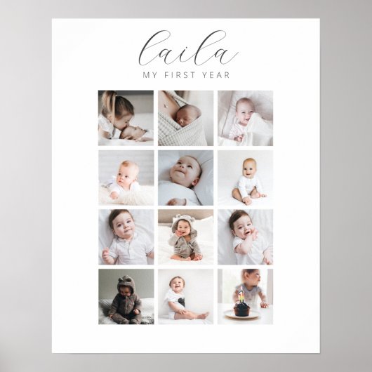 Script 1. Jahr 12 Foto Collage Poster (Vorne)