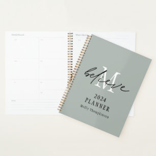 Script 2024 Monogram, Initial Name Sage Planer