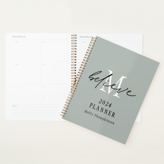 Script 2024 Monogram, Initial Name Sage Planer (Anzeige)