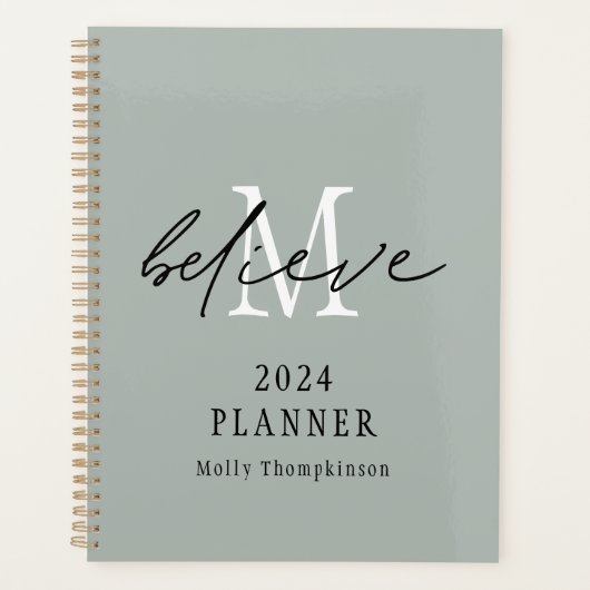 Script 2024 Monogram, Initial Name Sage Planer (Vorderseite)