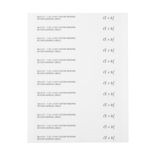 Script 24x Custom DIY Thin Wedding Rücksendeadress (Bogen)