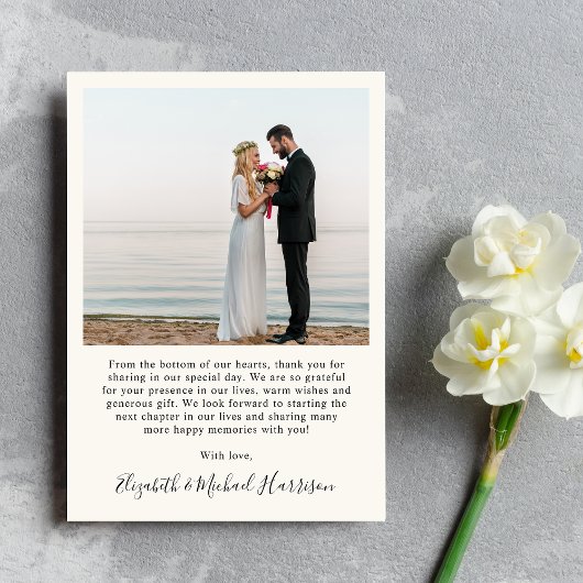 Script 2 Foto Cream Wedding Dankeskarte