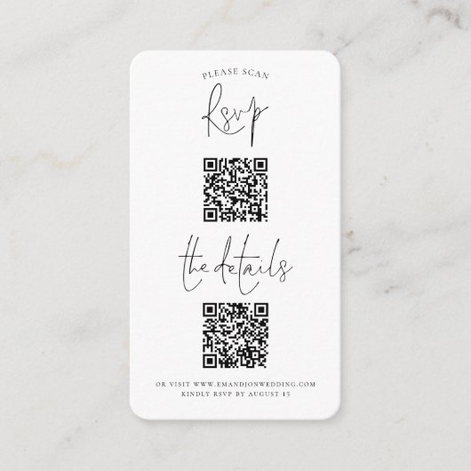 Script 2 QR-Codes für Hochzeitdetails UAWG Begleitkarte (Vorderseite)