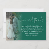 Script 6 Fotos Hochzeit Liebe Dank Emerald Green Karte (Vorderseite)