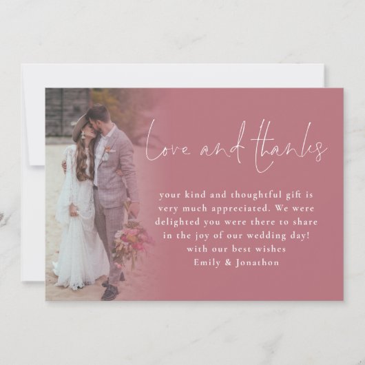 Script 6 Fotos Hochzeit Liebe Dank Rose Gold Karte (Vorderseite)