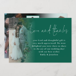 Script 6 Photos Wedding Love Thanks Emerald Green Karte