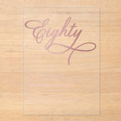 Script 80 Black Rose Gold 80. Geburtstag Acryleinladungen (Vorderseite)