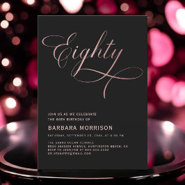 Script 80 Black Rose Gold 80. Geburtstag Einladung