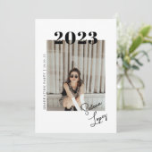 Script-Abschluss 2-seitige Foto-Portrait-Party in Einladung (Stehend Vorderseite)