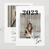 Script-Abschluss 2-seitige Foto-Portrait-Party in Einladung (Vorne/Hinten)