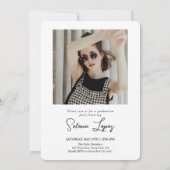 Script-Abschluss 2-seitige Foto-Portrait-Party in Einladung (Rückseite)