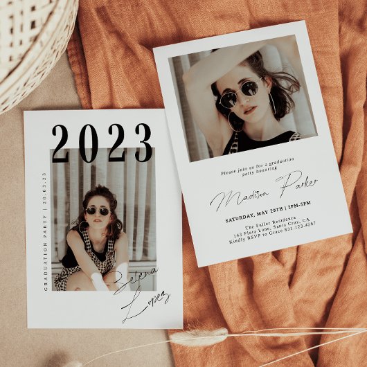 Script-Abschluss 2-seitige Foto-Portrait-Party in Einladung