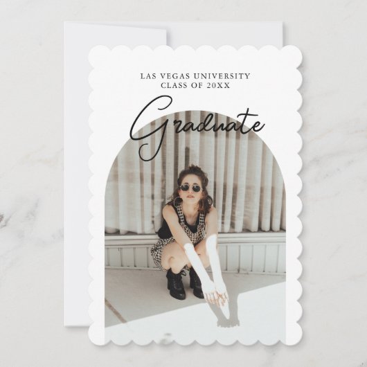 Script-Abschluss 2-seitige Foto-Portrait-Party in Einladung (Vorderseite)