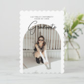 Script-Abschluss 2-seitige Foto-Portrait-Party in Einladung (Stehend Vorderseite)