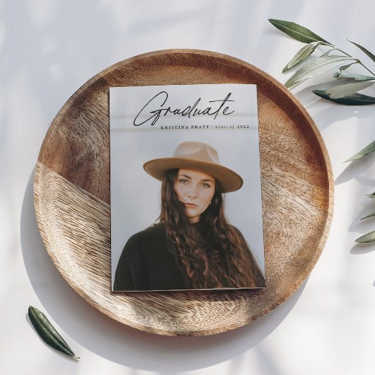 Script-Abschluss 2-seitige Portrait-Foto-Party Einladung