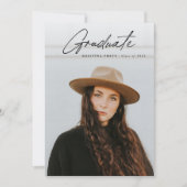 Script-Abschluss 2-seitige Portrait-Foto-Party Einladung (Vorderseite)