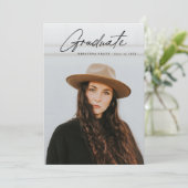 Script-Abschluss 2-seitige Portrait-Foto-Party Einladung (Stehend Vorderseite)