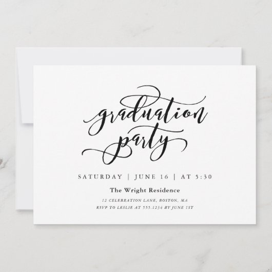 Script Abschluss Einfach 3 Foto Collage Party Einladung (Rückseite)