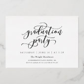 Script Abschluss Einfach 3 Foto Collage Party Foi Folieneinladung (Rückseite)