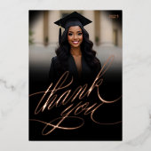 Script Abschluss Vielen Dank Foto Foil Card Folieneinladung (Vorderseite)