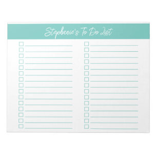 Script Aqua 8,5x11 Zweispalten-Checkliste Notizblock