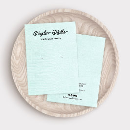 Script Aqua Linen Earring Display Business Card Visitenkarte