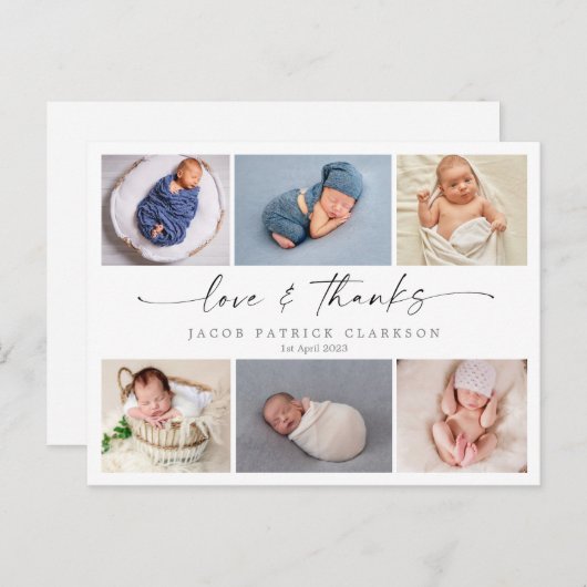 Script baby danke Karte, Liebe und danke Postkarte (Vorne/Hinten)