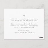 Script baby danke Karte, Liebe und danke Postkarte (Rückseite)