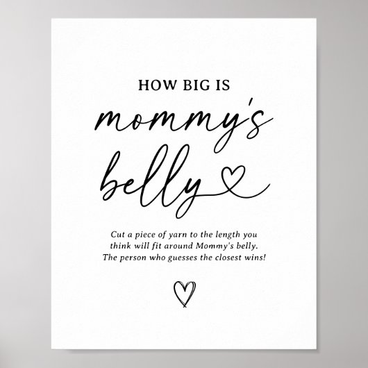 Script Baby Dusche wie groß ist Mama's Bauch-Zeich Poster (Vorne)