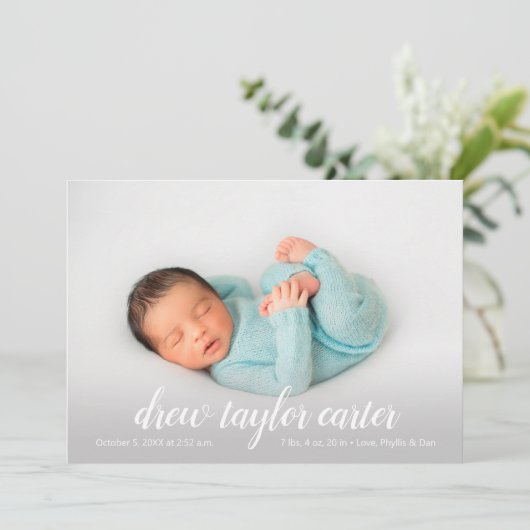 Script Baby Foto Geburtserklärung (Stehend Vorderseite)