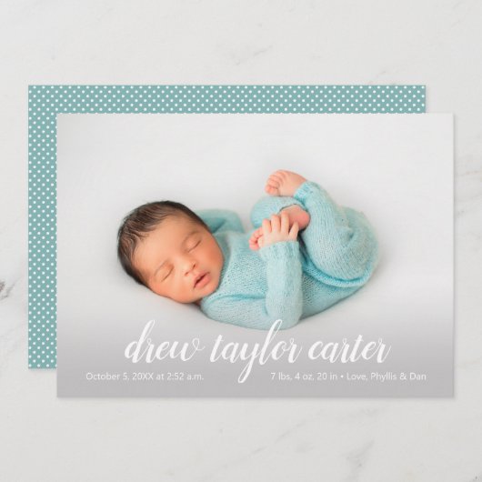 Script Baby Foto Geburtserklärung (Vorne/Hinten)