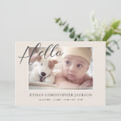 Script Baby Foto Modern Birth Ankündigung (Stehend Vorderseite)