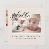 Script Baby Foto Moderne Geburtsankündigung (Vorne/Hinten)