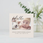 Script Baby Foto Moderne Geburtsankündigung (Stehend Vorderseite)