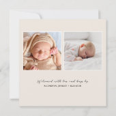 Script Baby Foto Moderne Geburtsankündigung (Rückseite)