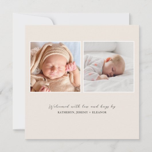 Script Baby Foto Moderne Geburtsankündigung (Rückseite)